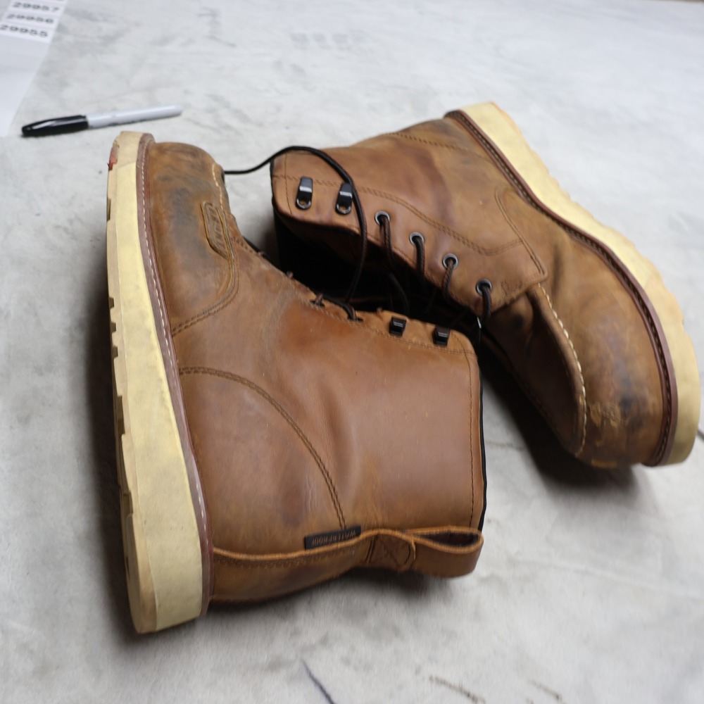 Brunt Men 12 Work Boots Brown Leather Marin Composite Toe Rugged Lace Up Utility - Picture 5 of 16